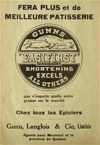 Gunn's Easifirst Shortening - Gunn, Langlois & Cie photo
