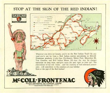 Stop At The Sign Of The Red Indian - McColl-Frontenac Oil Company