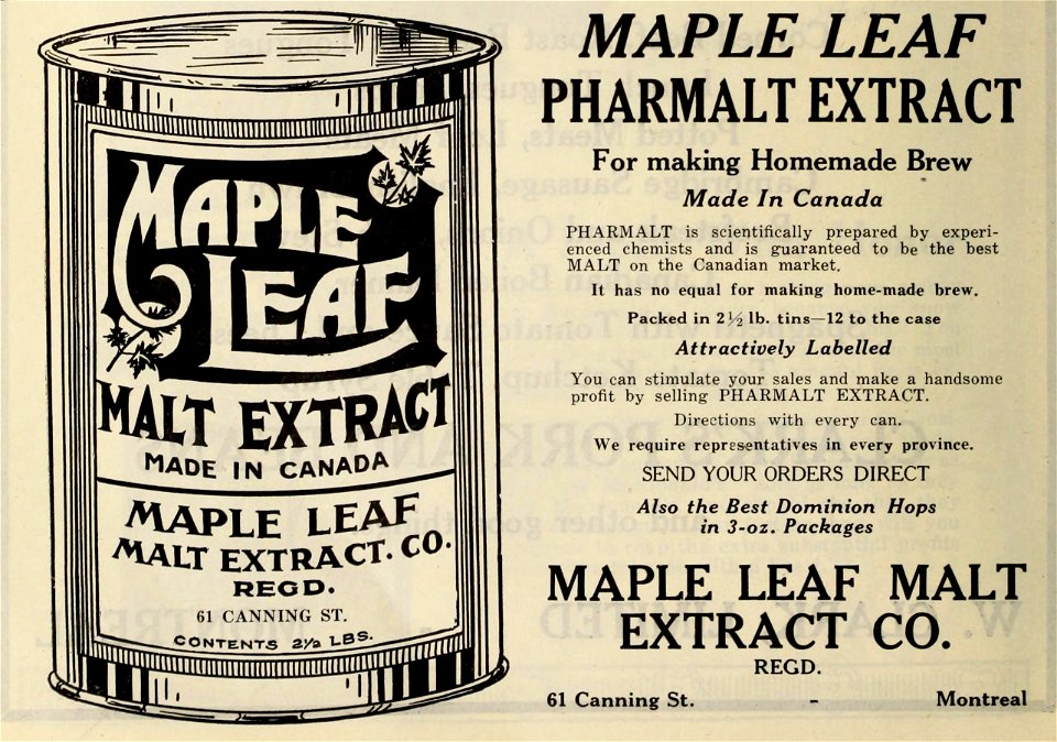 Maple Leaf Pharmalt Extract - Maple Leaf Malt Extract Co.