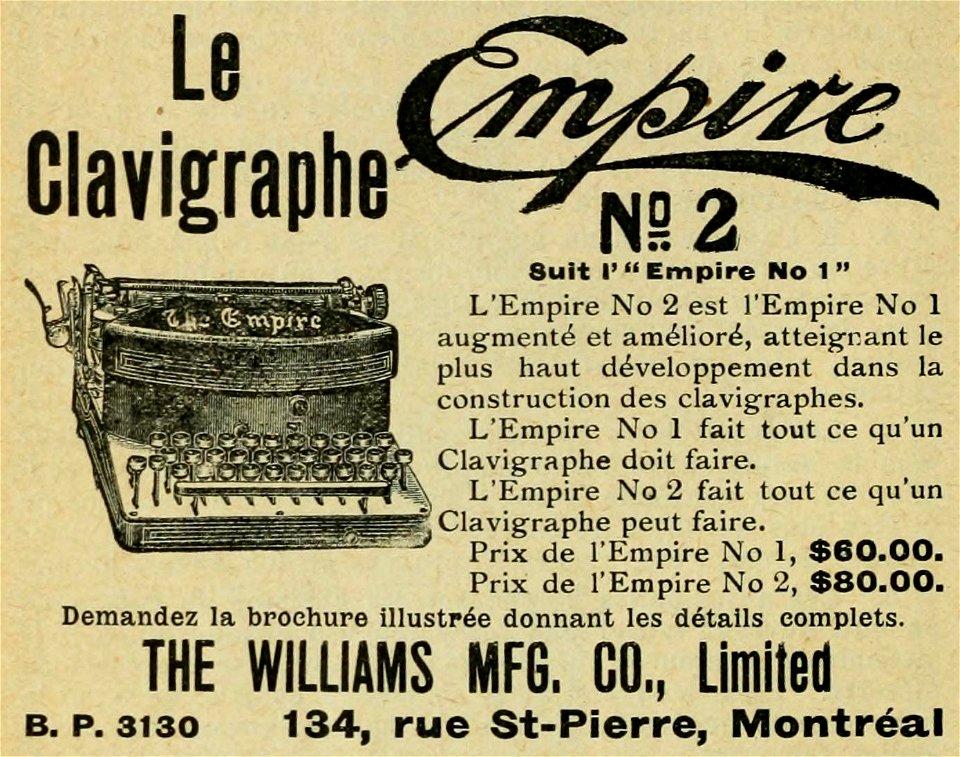 Le Clavigraphe Empire N°2
