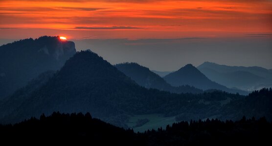 Sunset mountains mountain chain photo