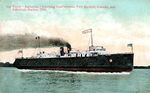 Car Ferry &quot;Ashtabula&quot; Carrying Coal between Port Burwell, Canada, and Ashtabula Harbor, Ohio