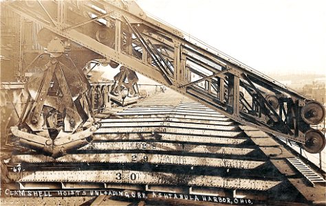 Clamshell Hoists Unloading Ore