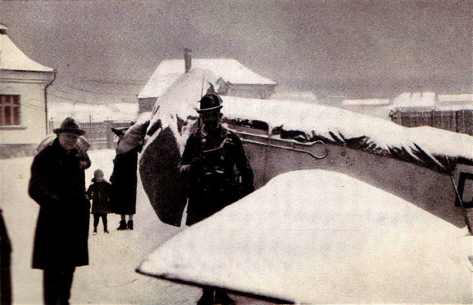 Karl Schwabe. Notlandung bei Tatabánya im Schnee.