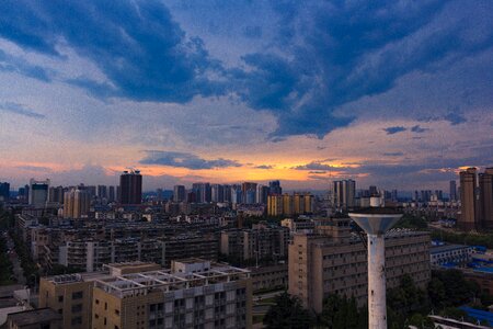 Sunset city silhouette