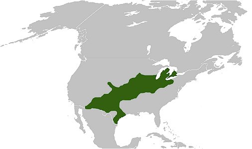 A map showing the distribution of the eastern massasauga . photo