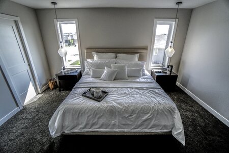 Bed carpet luxury bedroom photo