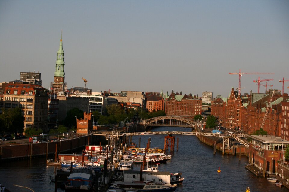Old speicherstadt warehouse waterways