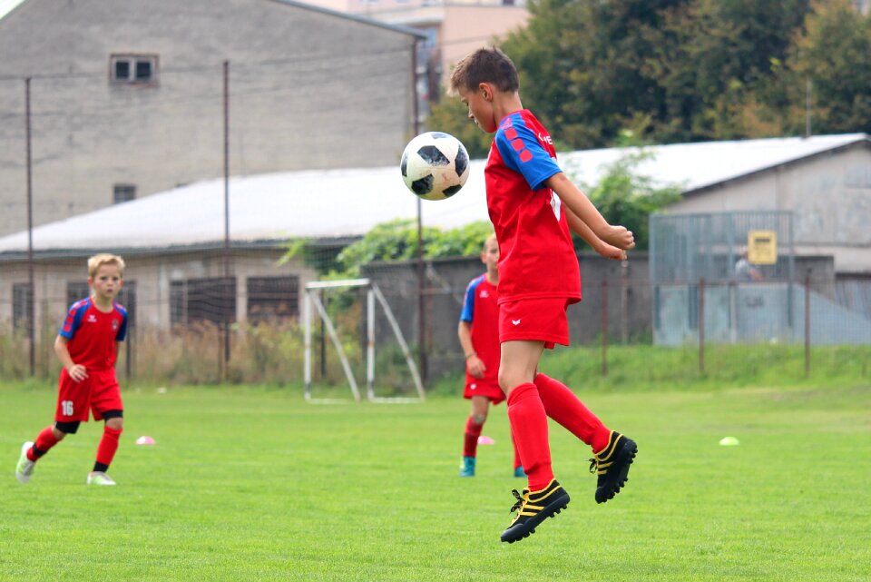 Boy footballer ball