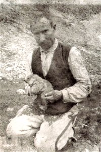 Klemens Bachleda with a marmot; Tatra Mountains