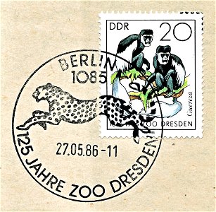 Stamp of the German Democratic Republic; 1986; commemorative issue to "125 years of Dresden Zoo"; This zoological garden was opened on 9 May 1861 and has contemporary 1379 individual animals of 239 sp