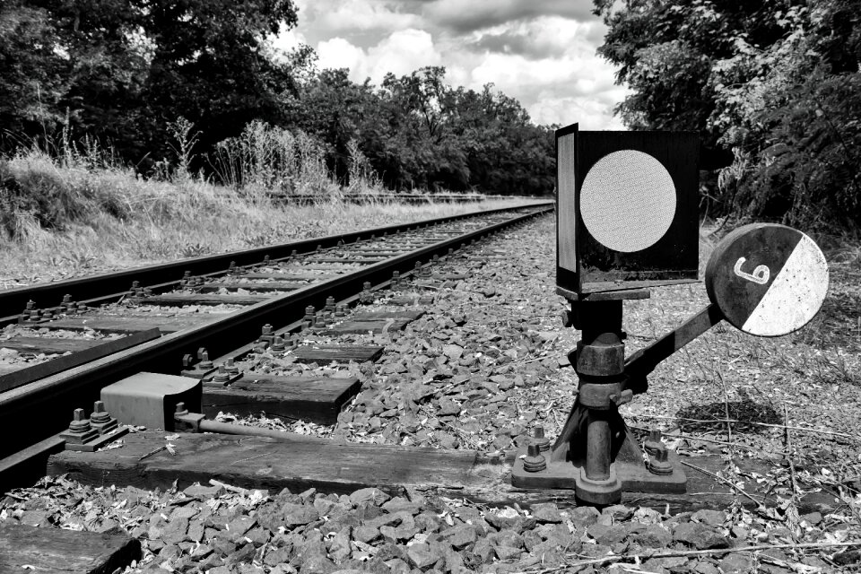 Railway tracks rail traffic black white