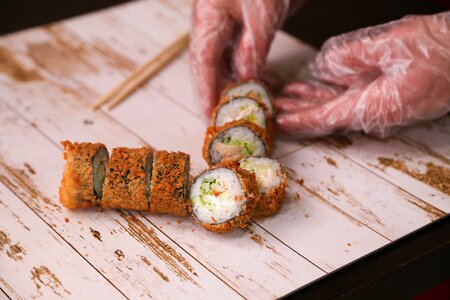 Rolls sushi bamboo