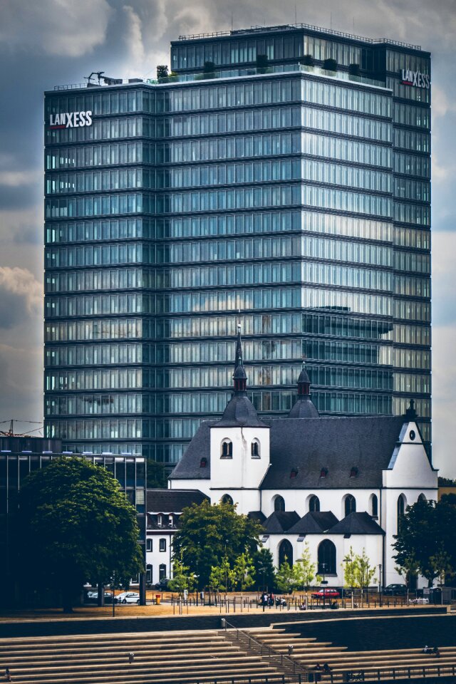 Contradictory glass facade building