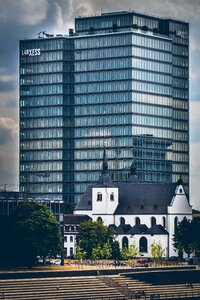 Contradictory glass facade building