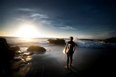 Surfer Beach Sunset photo