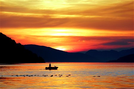 Sunset Fisherman Waterfowl photo