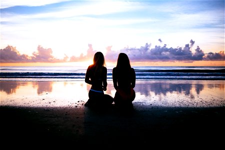 Women Beach Sunset photo
