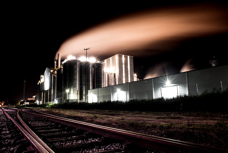 Factory Railroad Night