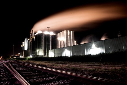 Factory Railroad Night photo