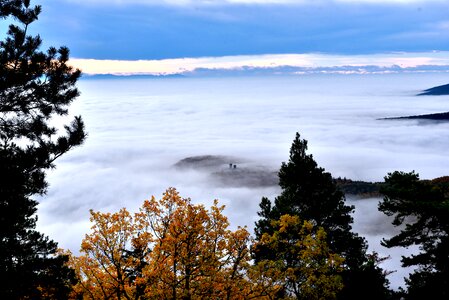 Clouds hiking hills photo