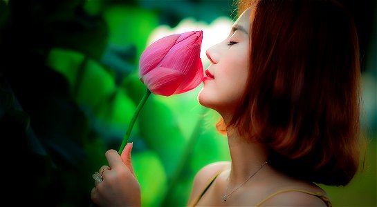 Woman Lotus Smell photo