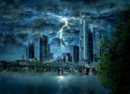Thunderstorm Frankfurt Cityscape photo