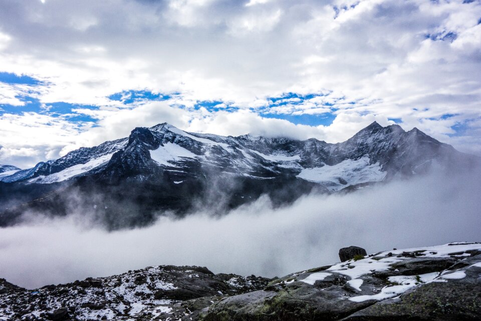 Snow mountains landscape photo