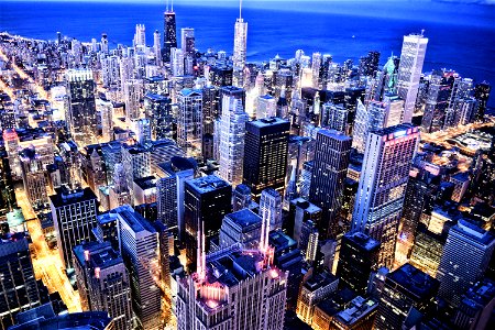 Nightfall Cityscape Chicago photo