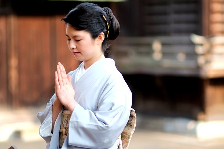 Woman Praying Kimono photo