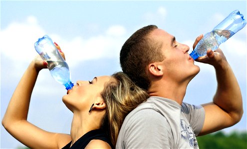 Drinking Water Couple photo