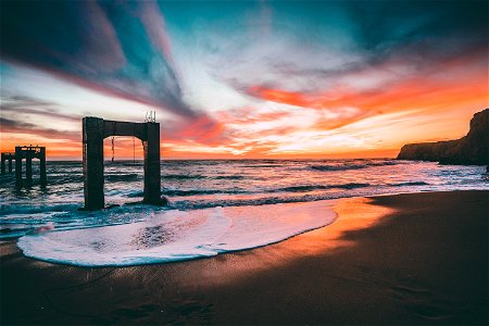 Pier Beach Sunset photo