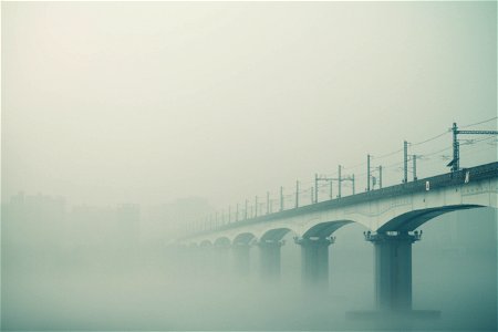Railroad Bridge Fog photo