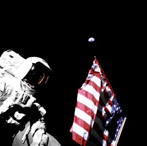 Astronaut Flag Earth photo