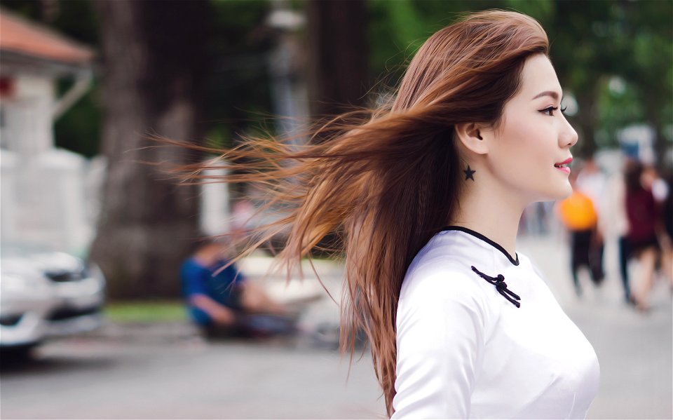 Fluttering Hair Woman