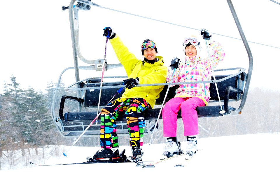Couple Skiing