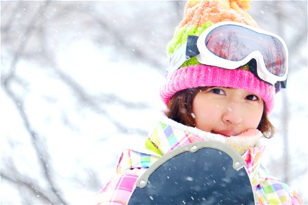 Woman Snowboarding photo