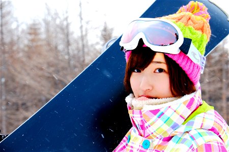 Woman Snowboarding photo