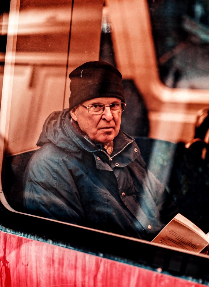 Old Man Taking The Bus