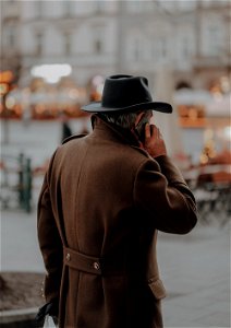 Old Man Talking On The Phone
