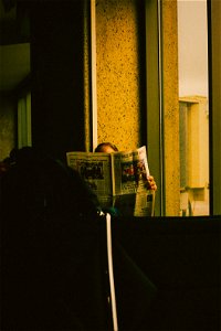 Reading the newspaper photo