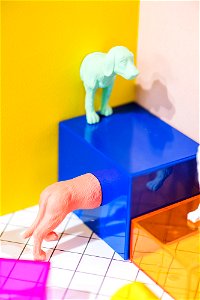 Colorful and bright miniature dog figures photo