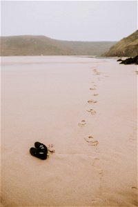 Footprints on the beach photo