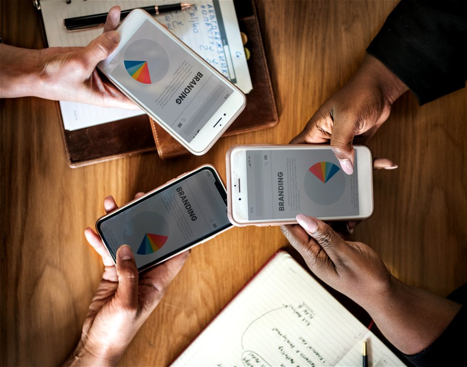 Business people working on a branding strategy photo