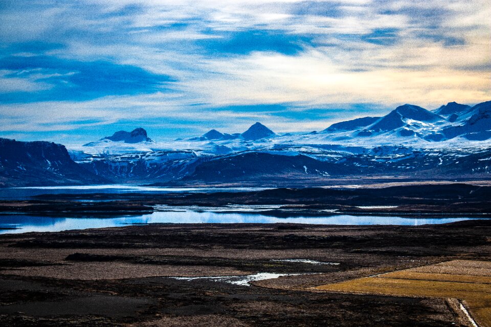 Winter mountains clouds photo