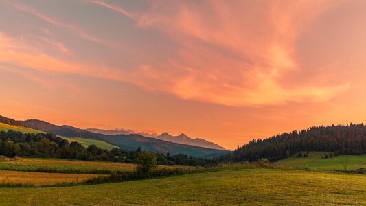 Spisz sunset the fog photo