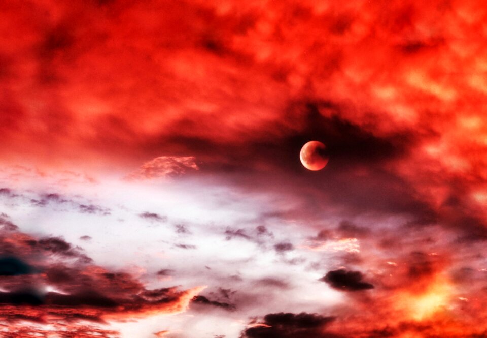 Lunar eclipse dusk panorama