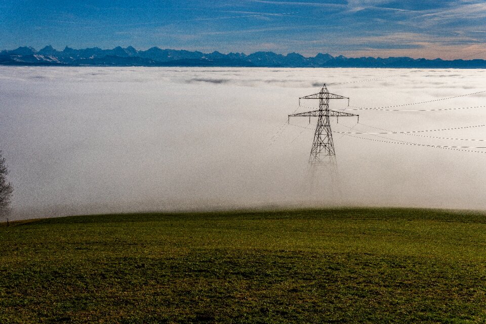 Fog line mountains landscape