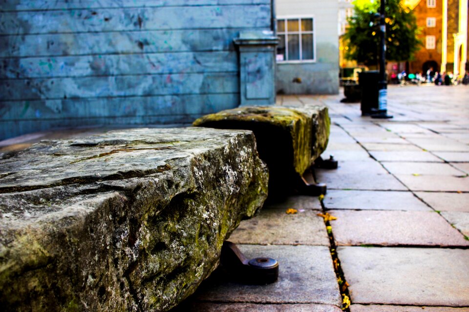 Pedestrian zone historic center stone bench