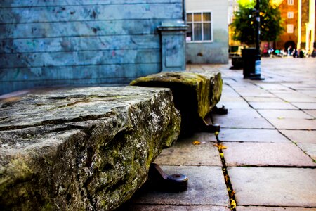 Pedestrian zone historic center stone bench